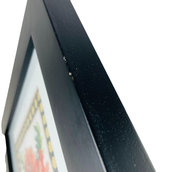 Vintage Floral Needlepoint Cross Stitch Flower Wall Art Decor Black Frame u - Picture 5 of 5